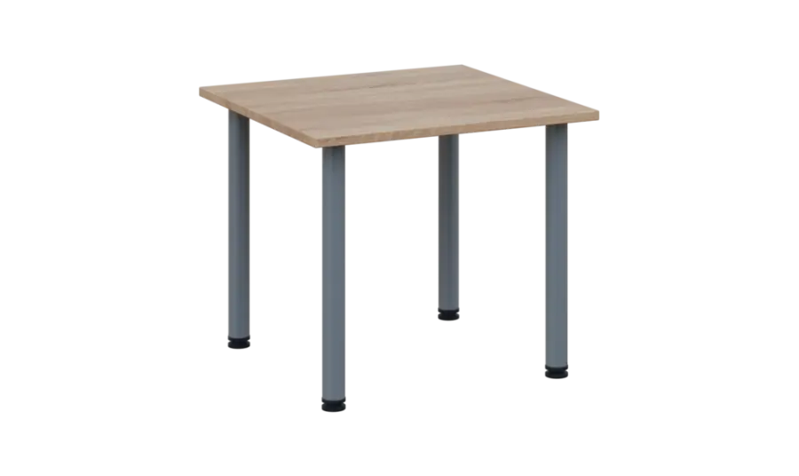 CRTR 80 jídelní stůl, kovová podnož stříbrná, deska 25 mm, 800x800 mm, dub bardolino